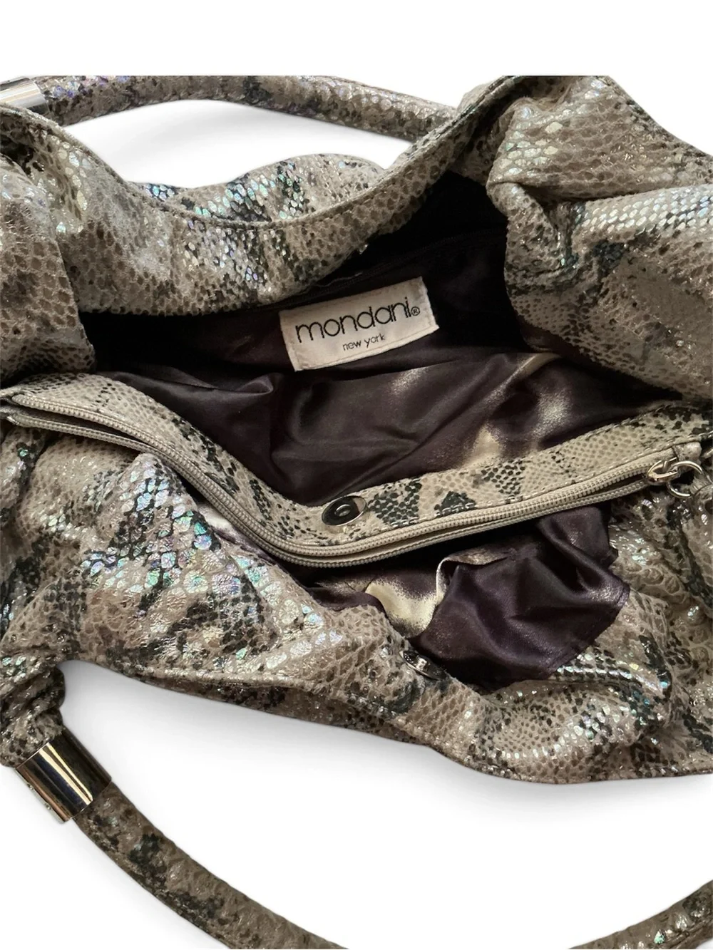 Designer-Style Snake Print Hobo Bag in Taupe